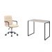 Conjunto de Mesa Studio com Cadeira de Escritório Secretária Giratória Fitz Bege