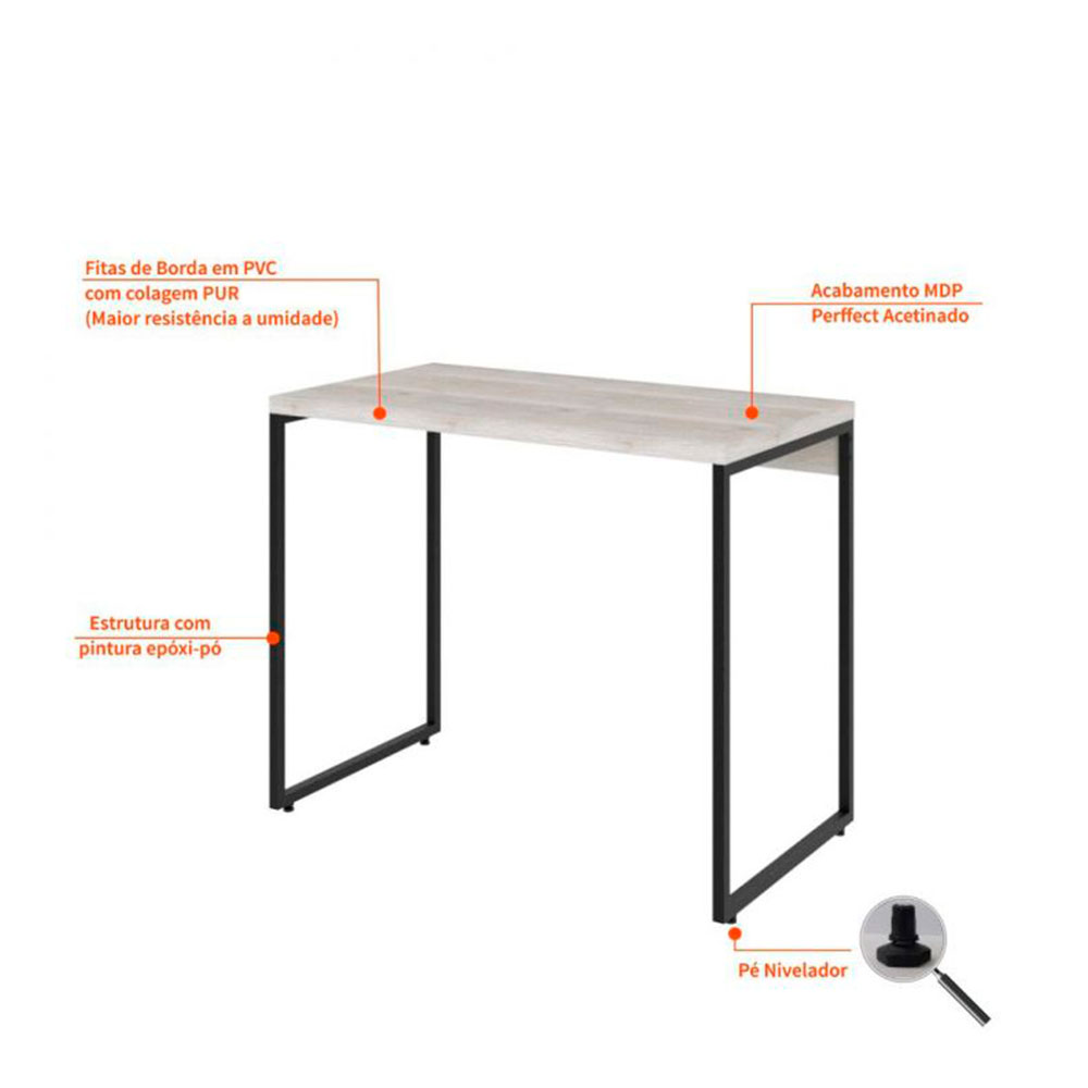Conjunto de Mesa Studio com Cadeira de Escritório Secretária Giratória Fitz Bege