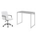 Conjunto de Mesa Studio com Cadeira de Escritório Secretária Giratória Fitz Branca