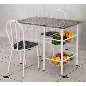 Conjunto de Mesa com 2 Cadeiras Alice Preto Flor Menor preço em Conjunto de Mesa com 2 Cadeiras Alice Preto Flor