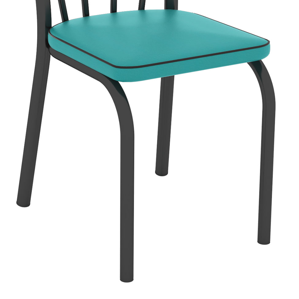 Conjunto de Mesa com 4 Cadeiras Lotus I Preto Fosco com Azul
