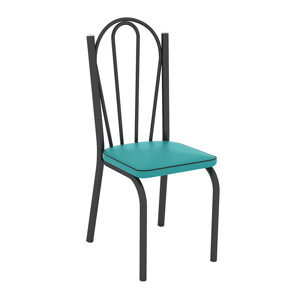Conjunto de Mesa com 4 Cadeiras Lotus I Preto Fosco com Azul