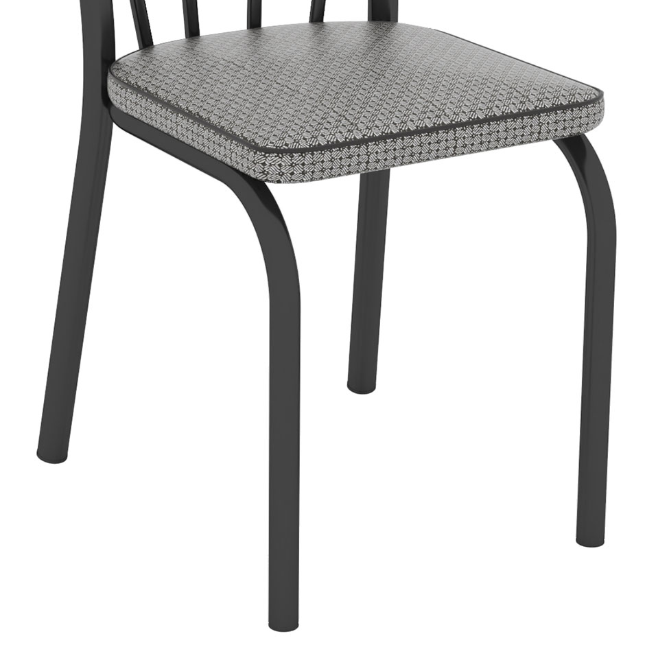 Conjunto de Mesa com 4 Cadeiras Lotus Preto Fosco com Platina