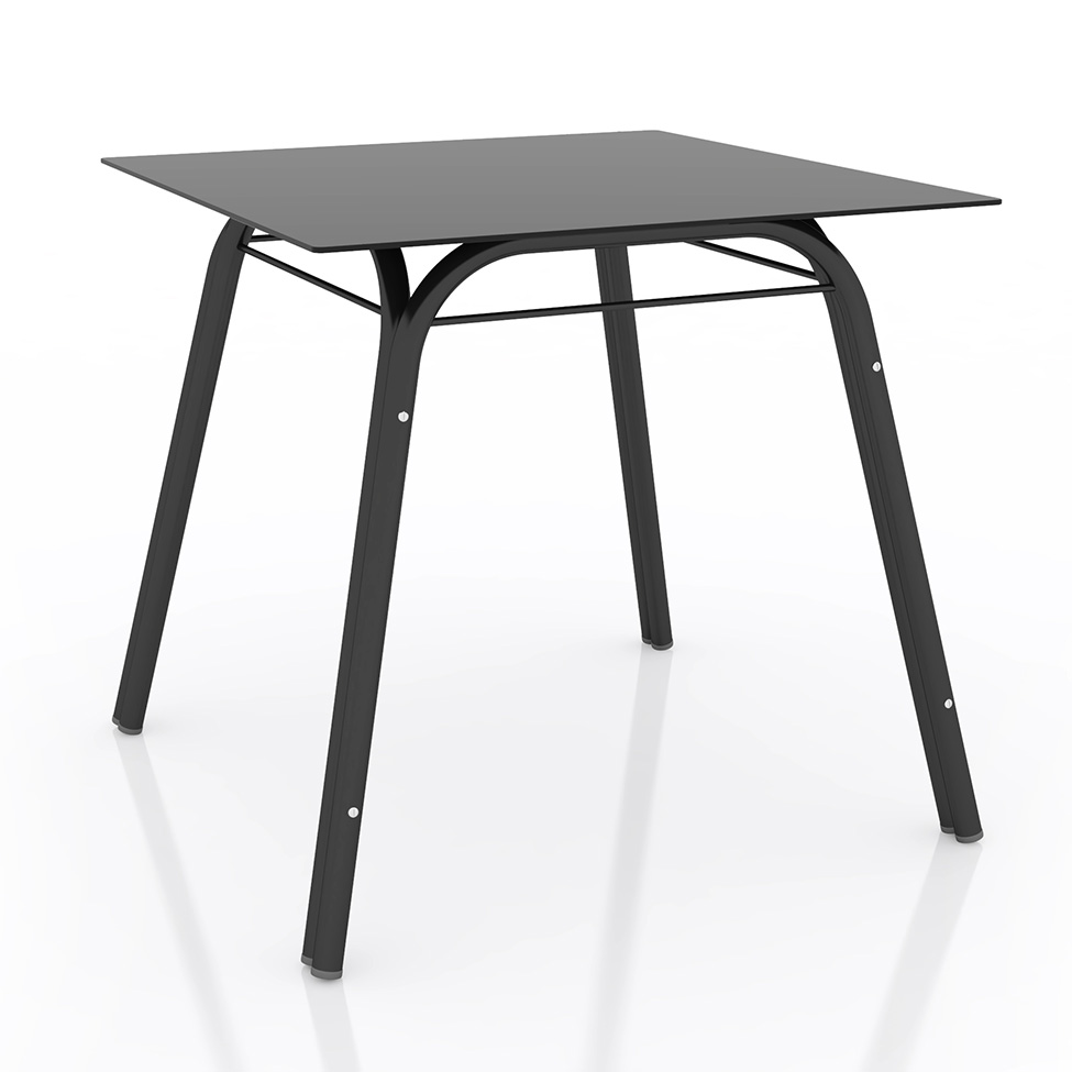 Conjunto de Mesa com 4 Cadeiras Lotus Preto Fosco com Platina