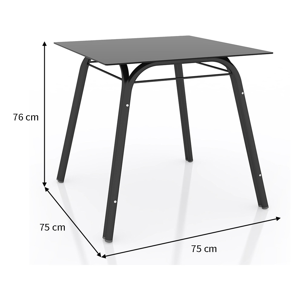 Conjunto de Mesa com 4 Cadeiras Lotus Preto Fosco com Platina