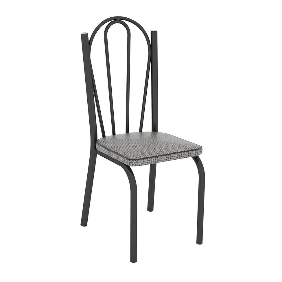 Conjunto de Mesa com 4 Cadeiras Lotus Preto Fosco com Platina