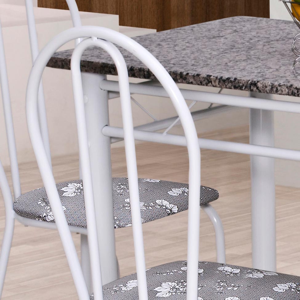 Conjunto de Mesa com 4 Cadeiras Monique Branco