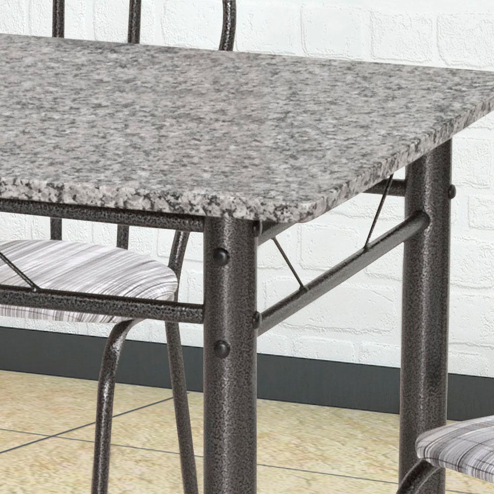 Conjunto de Mesa com 4 Cadeiras Monique Craquado Preto e Linho