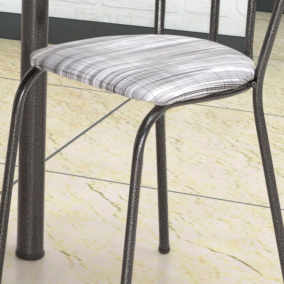 Conjunto de Mesa com 4 Cadeiras Monique Craquado Preto e Linho