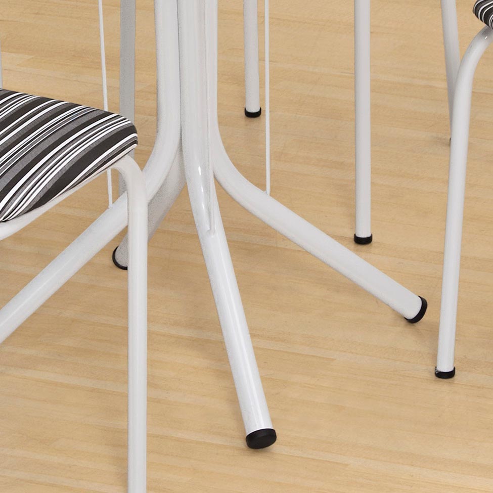 Conjunto de Mesa com 4 Cadeiras Thais Branco, Listrado Branco e Preto