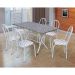 Conjunto de Mesa com 6 Cadeiras Bruna Branco e Estampa Capitonê