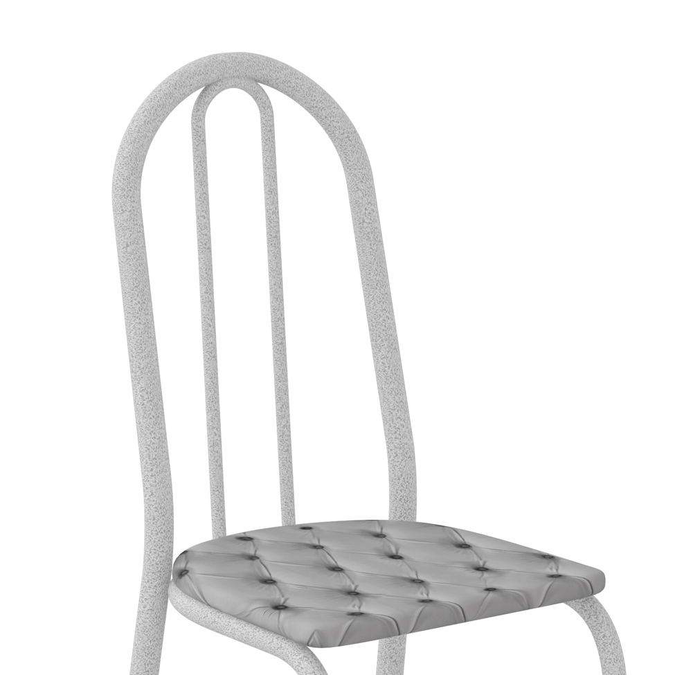 Conjunto de Mesa com 6 Cadeiras Bruna Cinza e Estampa Capitonê