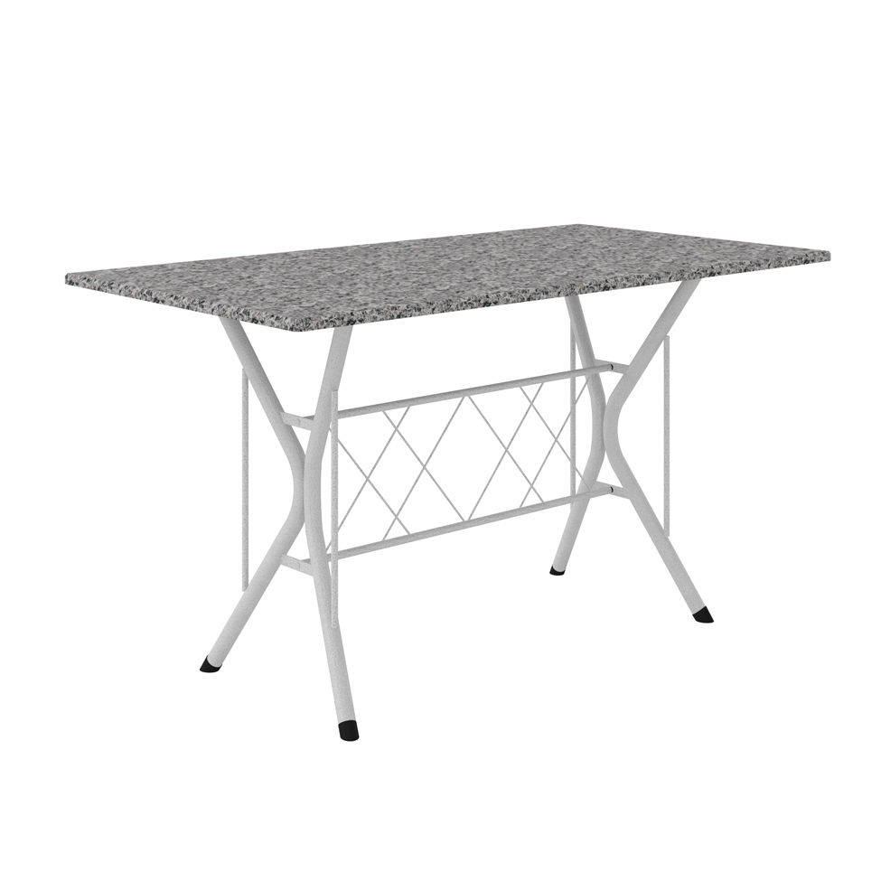Conjunto de Mesa com 6 Cadeiras Bruna Cinza e Estampa Capitonê