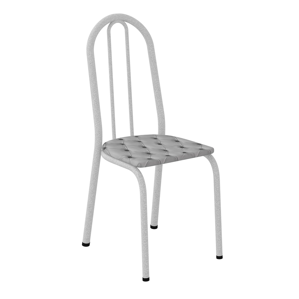 Conjunto de Mesa com 6 Cadeiras Bruna Cinza e Estampa Capitonê
