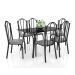 Conjunto de Mesa com 6 Cadeiras Lotus I Preto Fosco com Platina