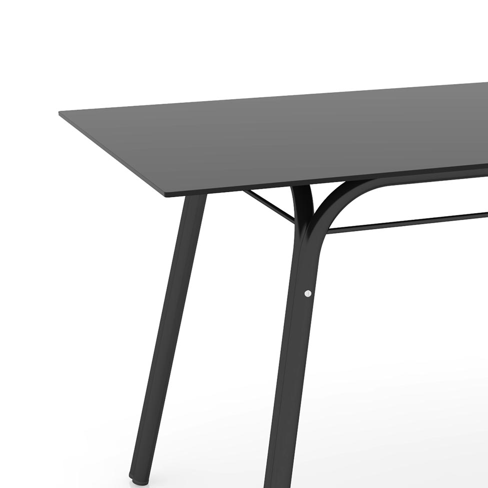Conjunto de Mesa com 6 Cadeiras Lotus I Preto Fosco com Platina