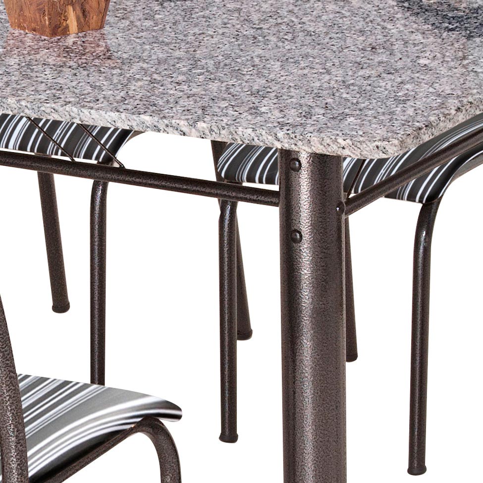 Conjunto de Mesa com 6 Cadeiras Primavera II Preto e Listrado