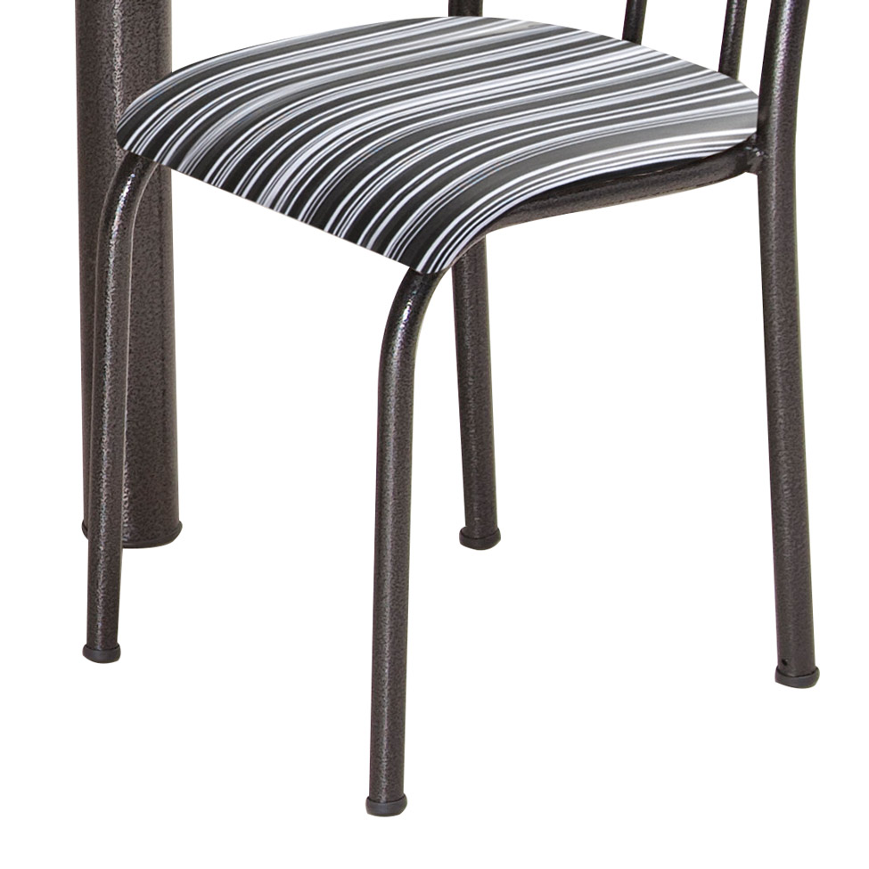 Conjunto de Mesa com 6 Cadeiras Primavera II Preto e Listrado