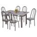 Conjunto de Mesa com 6 Cadeiras Primavera II Preto e Listrado