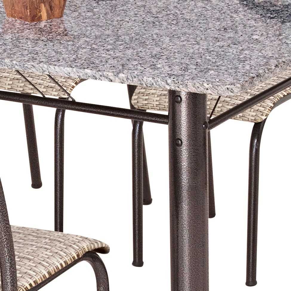 Conjunto de Mesa com 6 Cadeiras Primavera Preto e Rattan