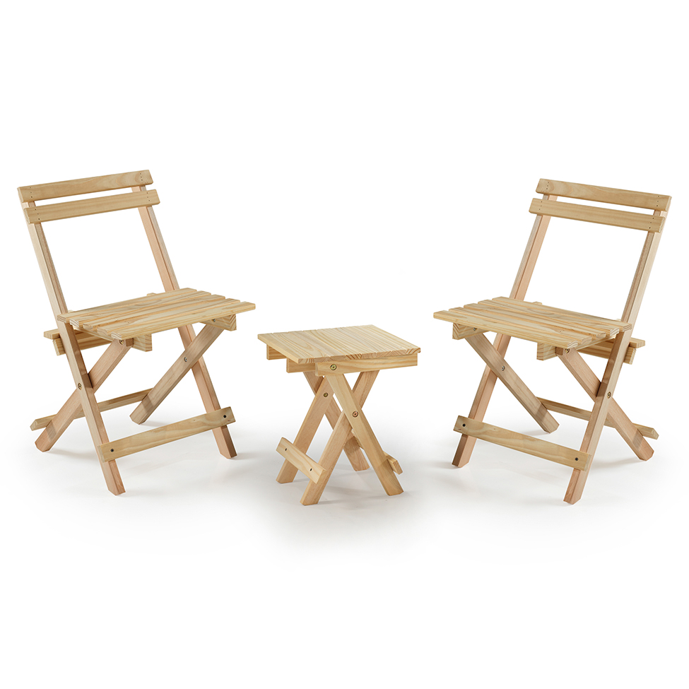 Conjunto de Mesa de Centro e 2 Cadeiras Forest Bege