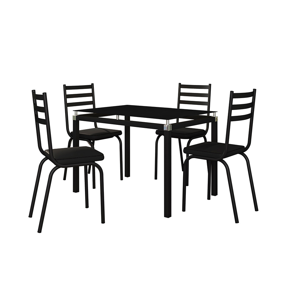 Conjunto de Mesa de Cozinha com 4 Lugares Malva I Preto