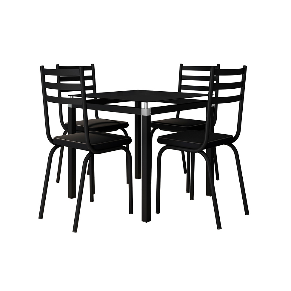 Conjunto de Mesa de Cozinha com 4 Lugares Malva II Preto