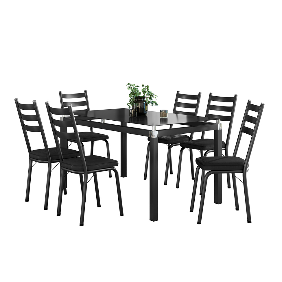 Conjunto de Mesa de Cozinha com 6 Lugares Malva Preto