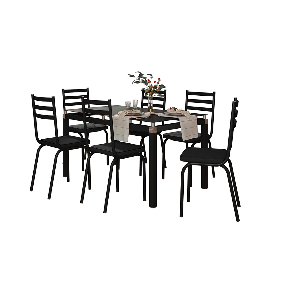Conjunto de Mesa de Cozinha com 6 Lugares Malva Preto
