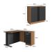 Conjunto de Mesa de Escritório em L e Armário Office 2 Portas 4 Gavetas Mel e Grafite