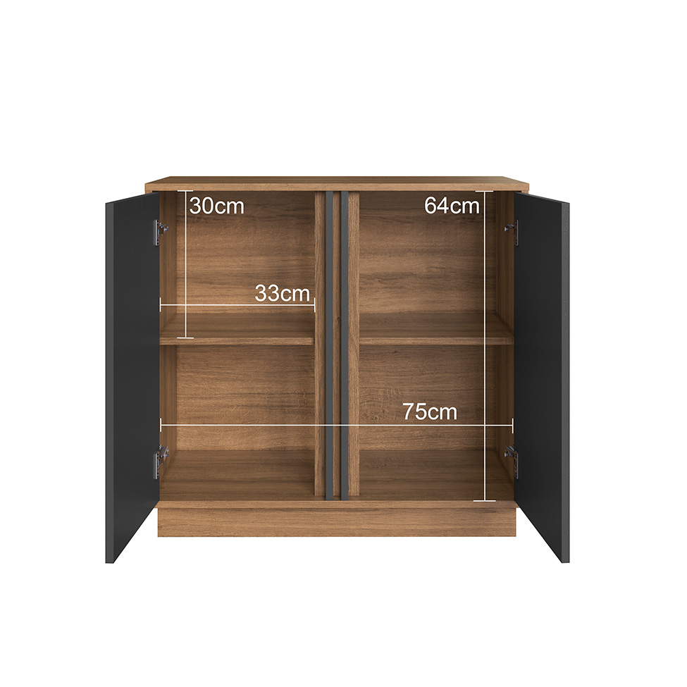 Conjunto de Mesa de Escritório em L e Armário Office 2 Portas 4 Gavetas Mel e Grafite