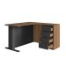 Conjunto de Mesa de Escritório em L e Armário Office 2 Portas 4 Gavetas Mel e Grafite