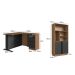 Conjunto de Mesa de Escritório em L e Armário Office com Nichos 2 Portas 4 Gavetas Mel e Grafite