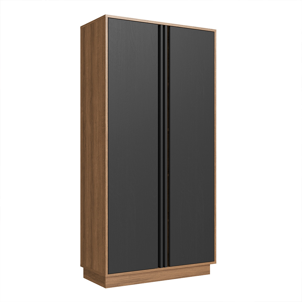 Conjunto de Mesa de Escritório em L e Armários Office 4 Portas 6 Gavetas Mel e Grafite