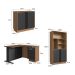 Conjunto de Mesa de Escritório em L e Armários Office com Nichos 4 Portas 6 Gavetas Mel e Grafite