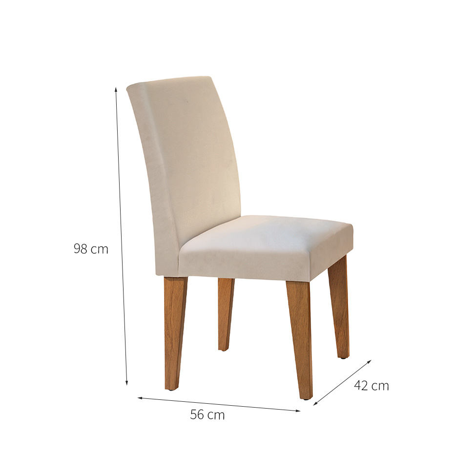Conjunto de Mesa de Jantar Ane com 4 Cadeiras Estofadas Grécia Veludo Off White e Creme