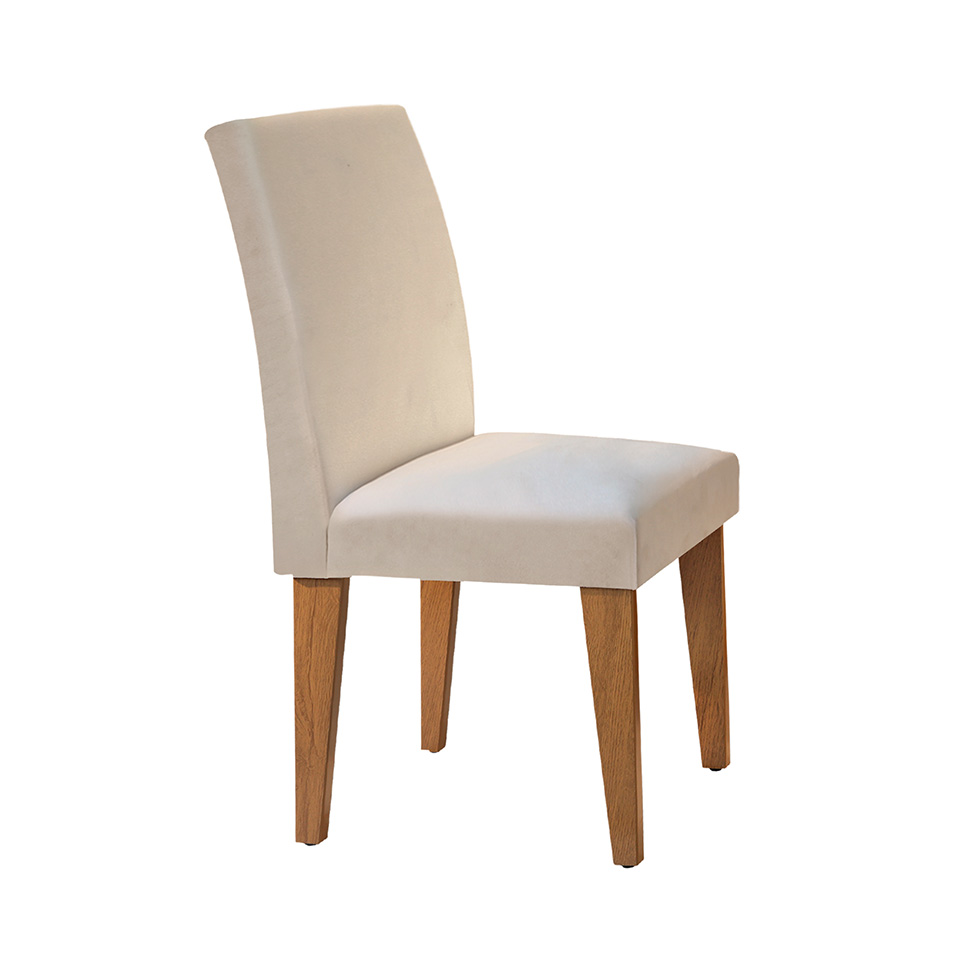 Conjunto de Mesa de Jantar Ane com 4 Cadeiras Estofadas Grécia Veludo Off White e Creme