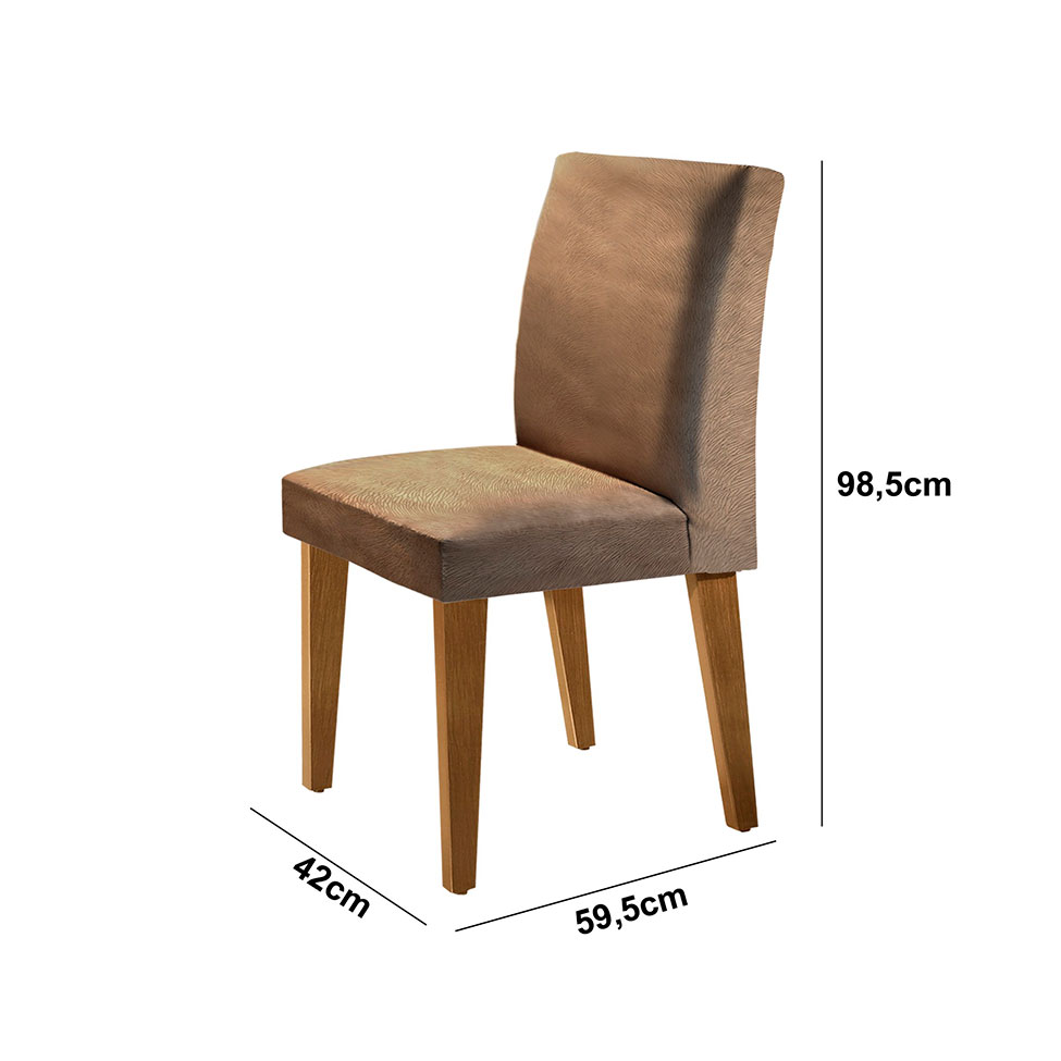 Conjunto de Mesa de Jantar Berlim I com Tampo de Vidro Off White e  4 Cadeiras Grécia Suede Chocolate