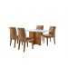 Conjunto de Mesa de Jantar Berlim I com Tampo de Vidro Off White e  4 Cadeiras Grécia Suede Chocolate