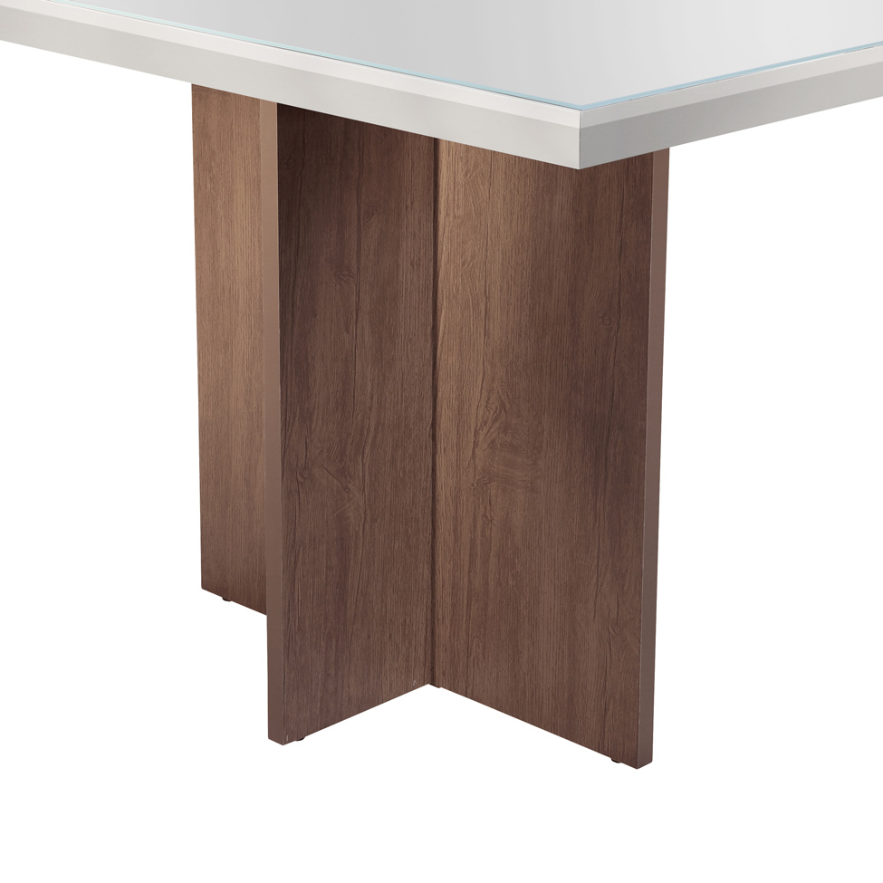 Conjunto de Mesa de Jantar Berlim I com Tampo de Vidro Off White e 4 Cadeiras Grécia Animalle Chocolate