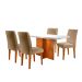 Conjunto de Mesa de Jantar Berlim I com Tampo de Vidro Off White e 4 Cadeiras Grécia Linho Turim