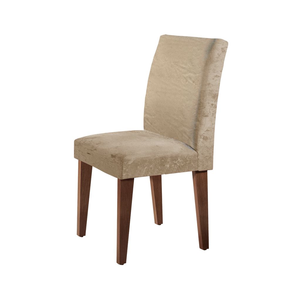 Conjunto de Mesa de Jantar Berlim II com Tampo de Vidro Off White e 4 Cadeiras Grécia Suede Amassado Chocolate