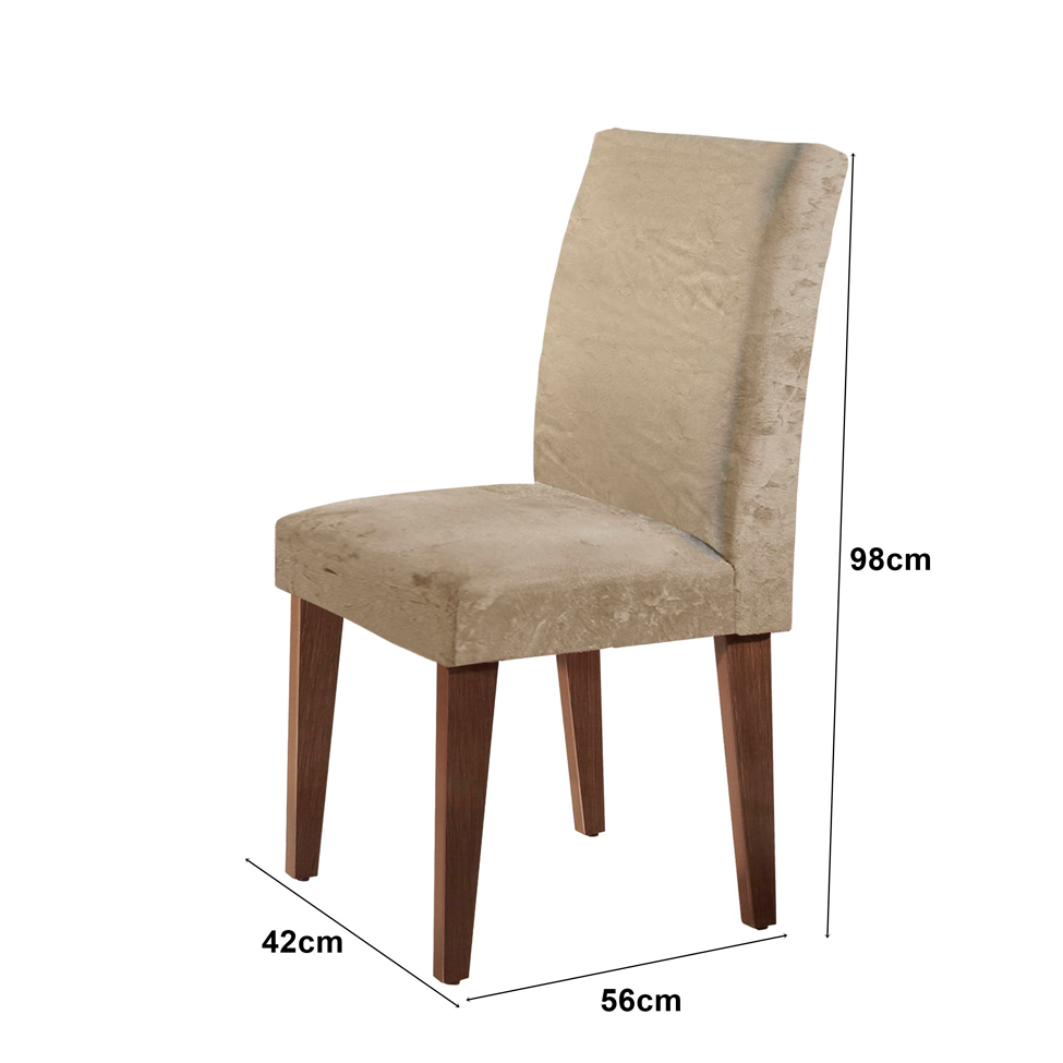 Conjunto de Mesa de Jantar Berlim II com Tampo de Vidro Off White e 4 Cadeiras Grécia Suede Amassado Chocolate