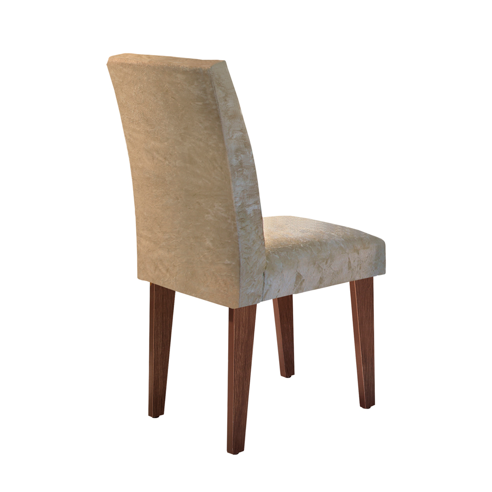 Conjunto de Mesa de Jantar Berlim II com Tampo de Vidro Off White e 4 Cadeiras Grécia Suede Amassado Chocolate