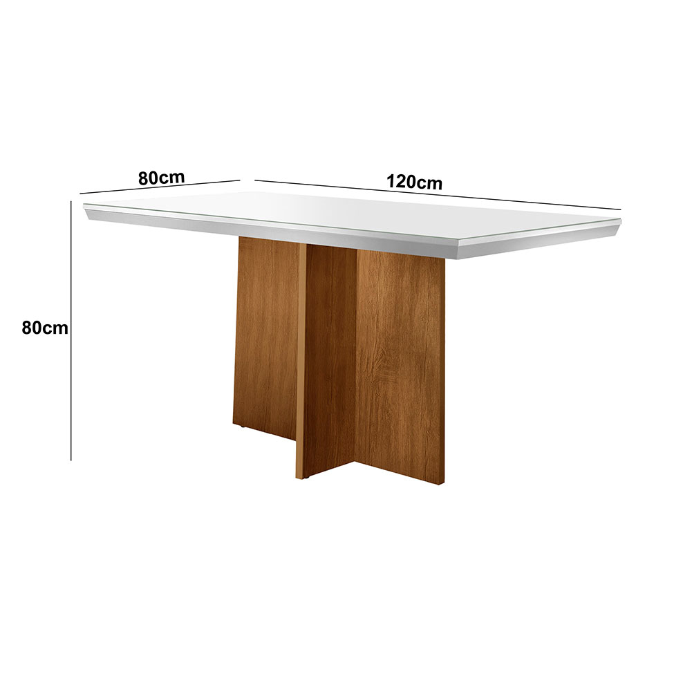 Conjunto de Mesa de Jantar Berlim II com Tampo de Vidro Off White e 4 Cadeiras Grécia Veludo Creme