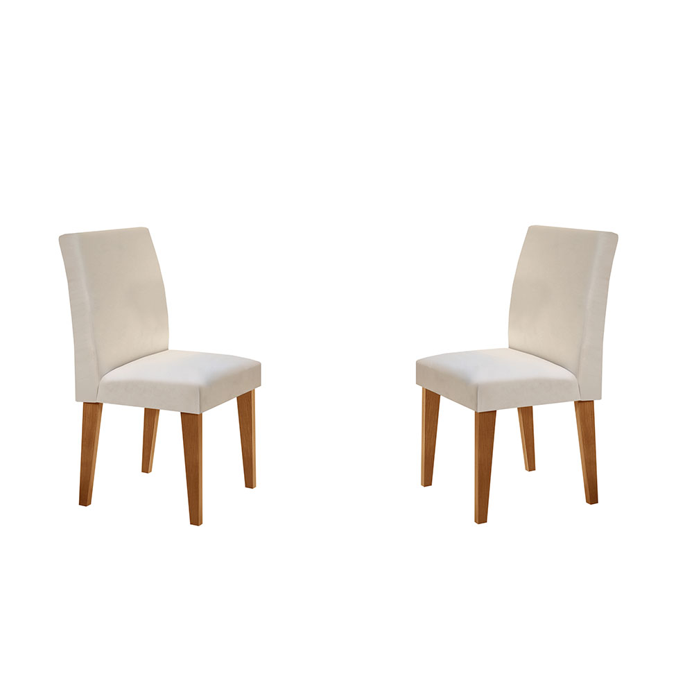 Conjunto de Mesa de Jantar Berlim II com Tampo de Vidro Off White e 4 Cadeiras Grécia Veludo Creme
