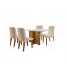Conjunto de Mesa de Jantar Berlim II com Tampo de Vidro Off White e 4 Cadeiras Grécia Veludo Creme