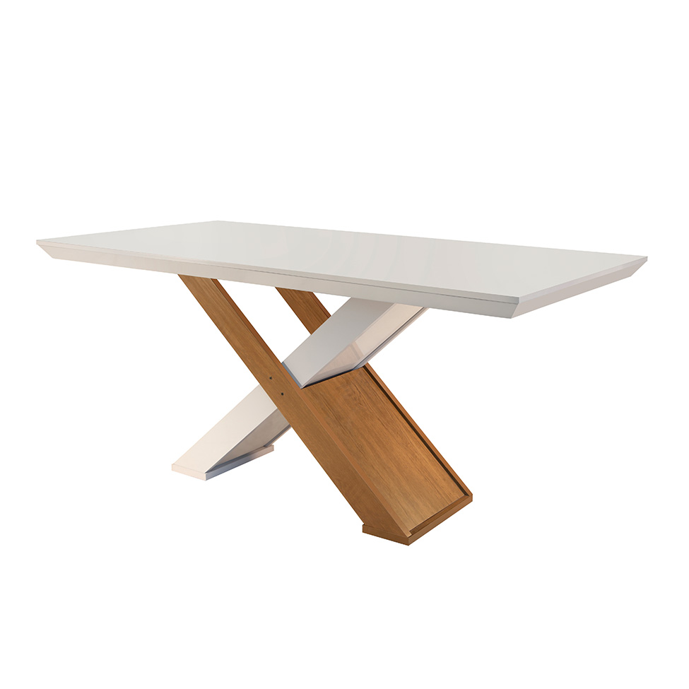 Conjunto de Mesa de Jantar Imperatriz com 6 Cadeiras Estofadas Grécia I Animalle Off White e Chocolate