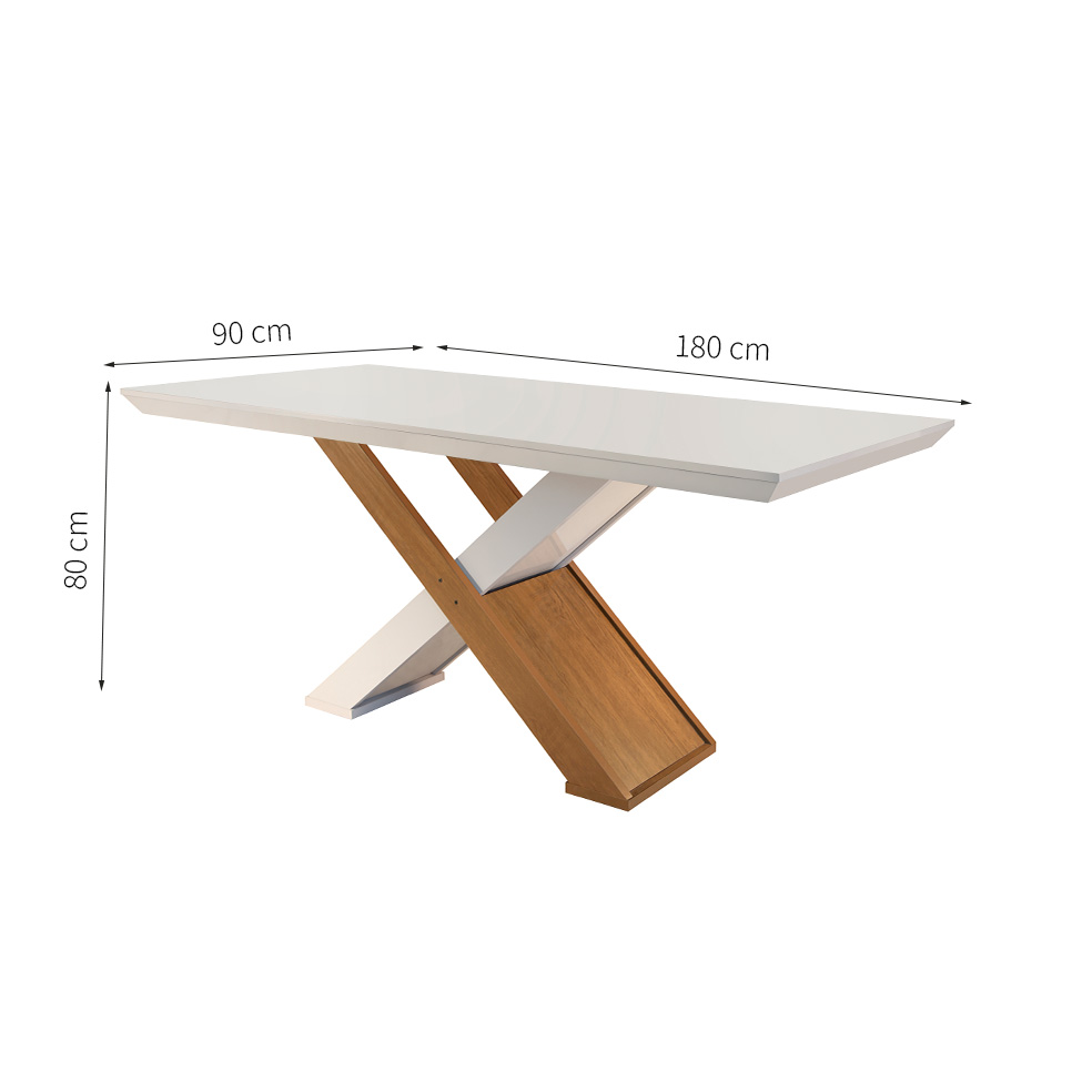 Conjunto de Mesa de Jantar Imperatriz com 6 Cadeiras Estofadas Grécia I Veludo Off White e Creme