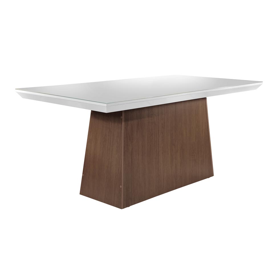 Conjunto de Mesa de Jantar Luna I com Vidro e 6 Cadeiras Grécia Veludo Chocolate e Off White